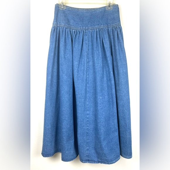 Vintage 90’s Candie’s Prairie Western Button Down Denim Maxi Midi Skirt - Picture 8 of 16